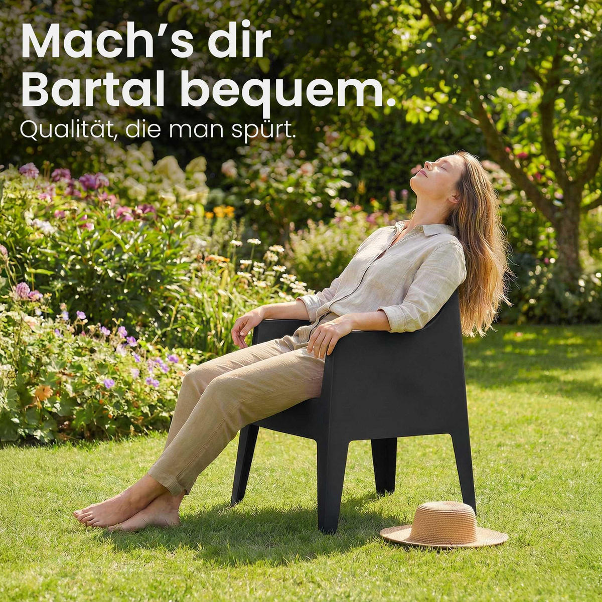 GARTENSTUHL 4er Set Kunststoff Schwarz - Schwarz, Kunststoff (73/78/57cm) - CLP