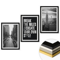 WANDBILDER 3er-Set - 40x60 cm Schwarzer Rahmen - Inspiration für Schwarz-Weiß-Darstellungen von Stadtstraßen - Schwarz, Kunststoff (40/60cm) - ArtPrintCave