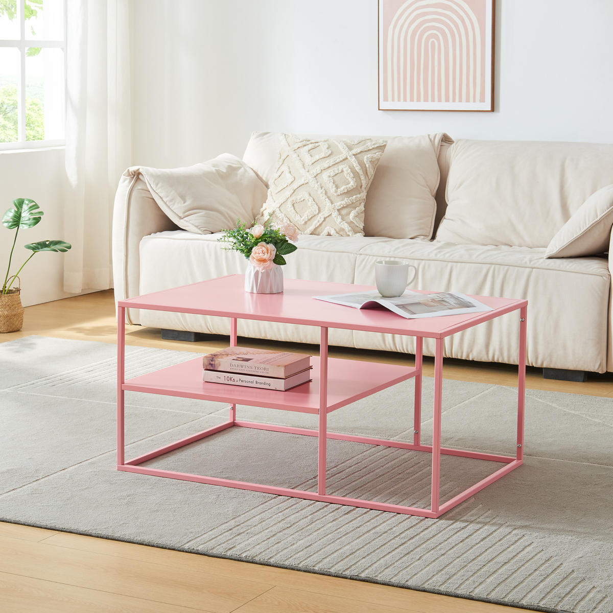 COUCHTISCH Solund 45/90/60 cm - Pink, Metall (60/90/45cm) - [en.casa]