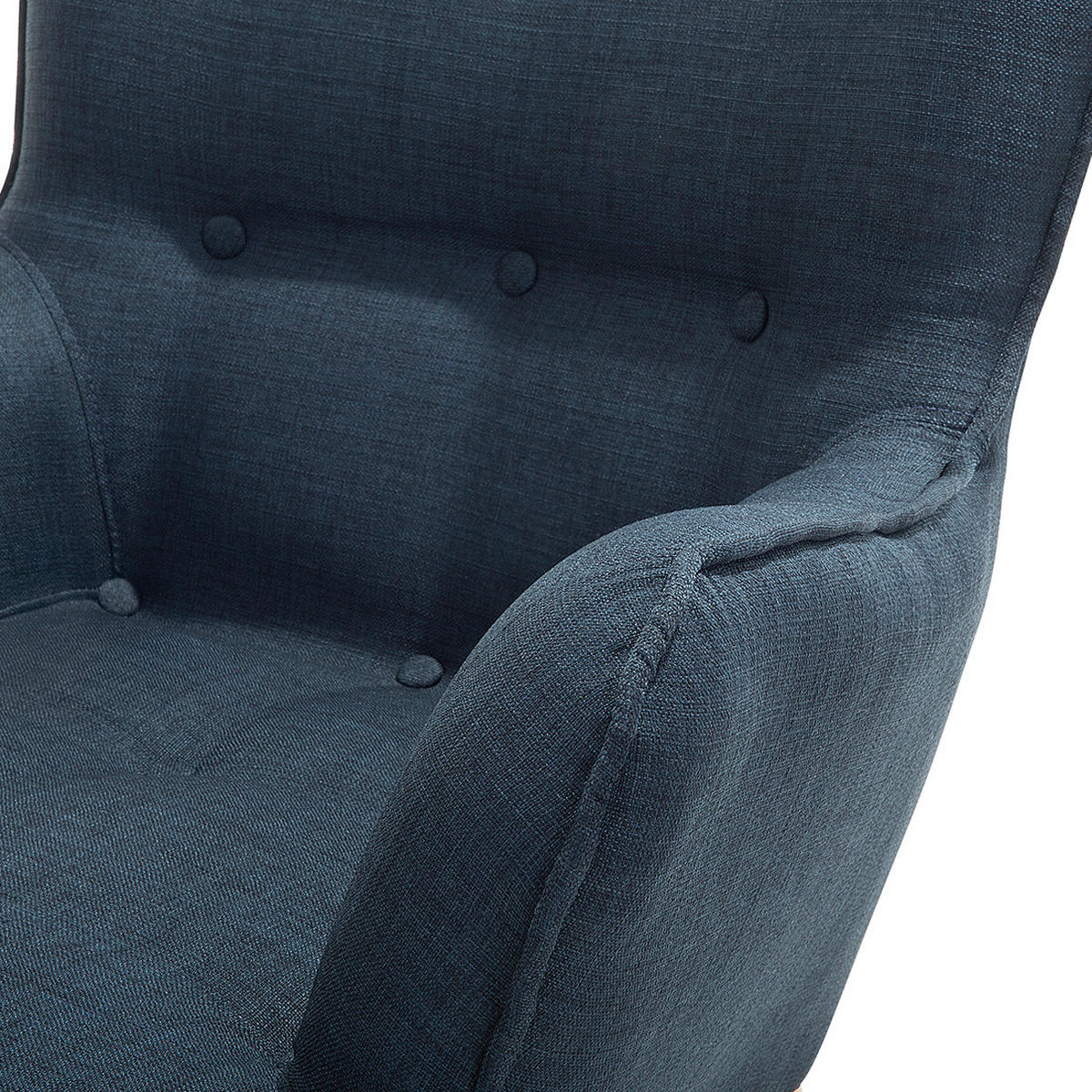 SESSEL dunkelblau mit Hocker Vejle - Hellbraun/Dunkelblau, Textil (81/100/78cm) - Beliani