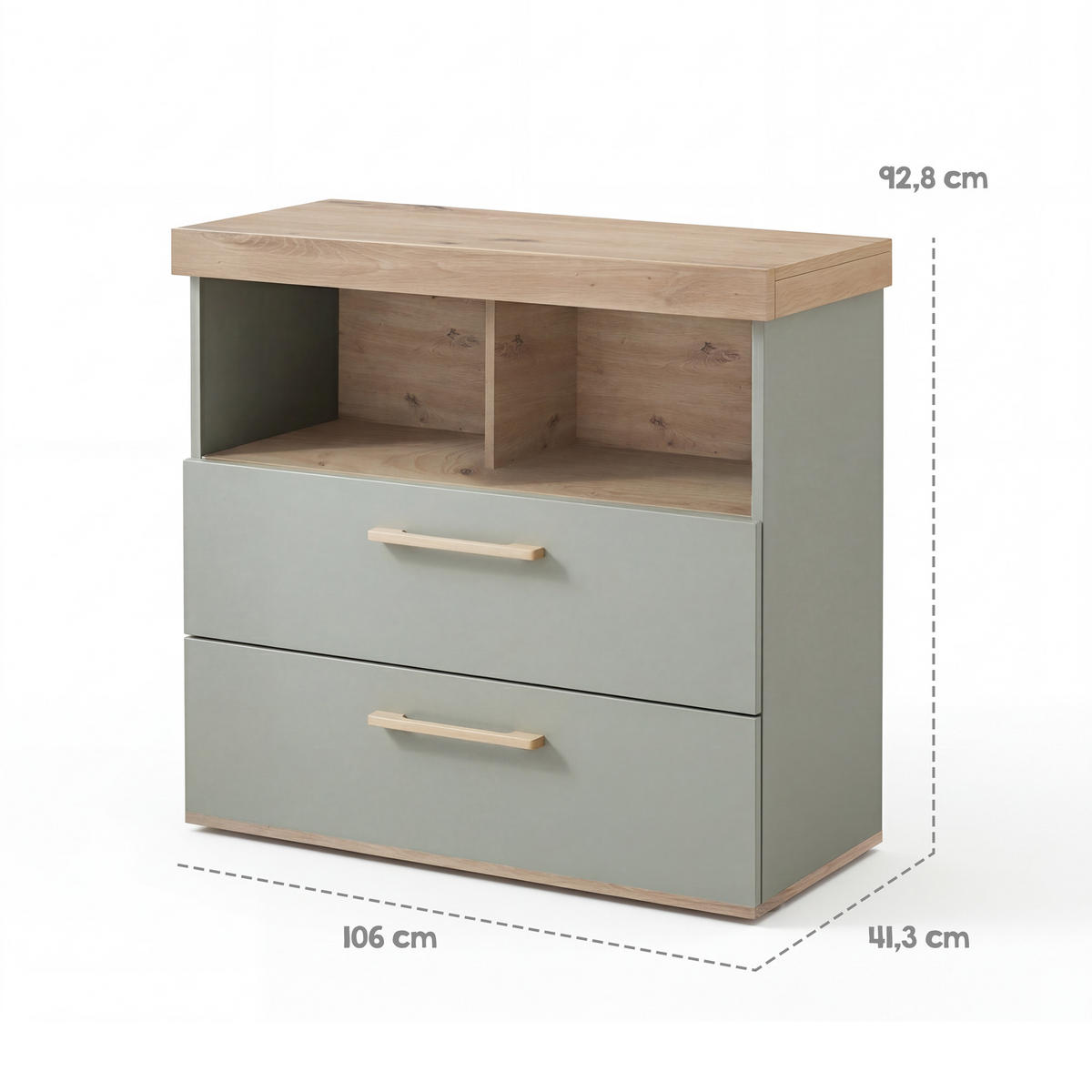 WICKELKOMMODE Jimmy Salbei - Salbeigrün, Holzwerkstoff (110/103/79cm) - Roba