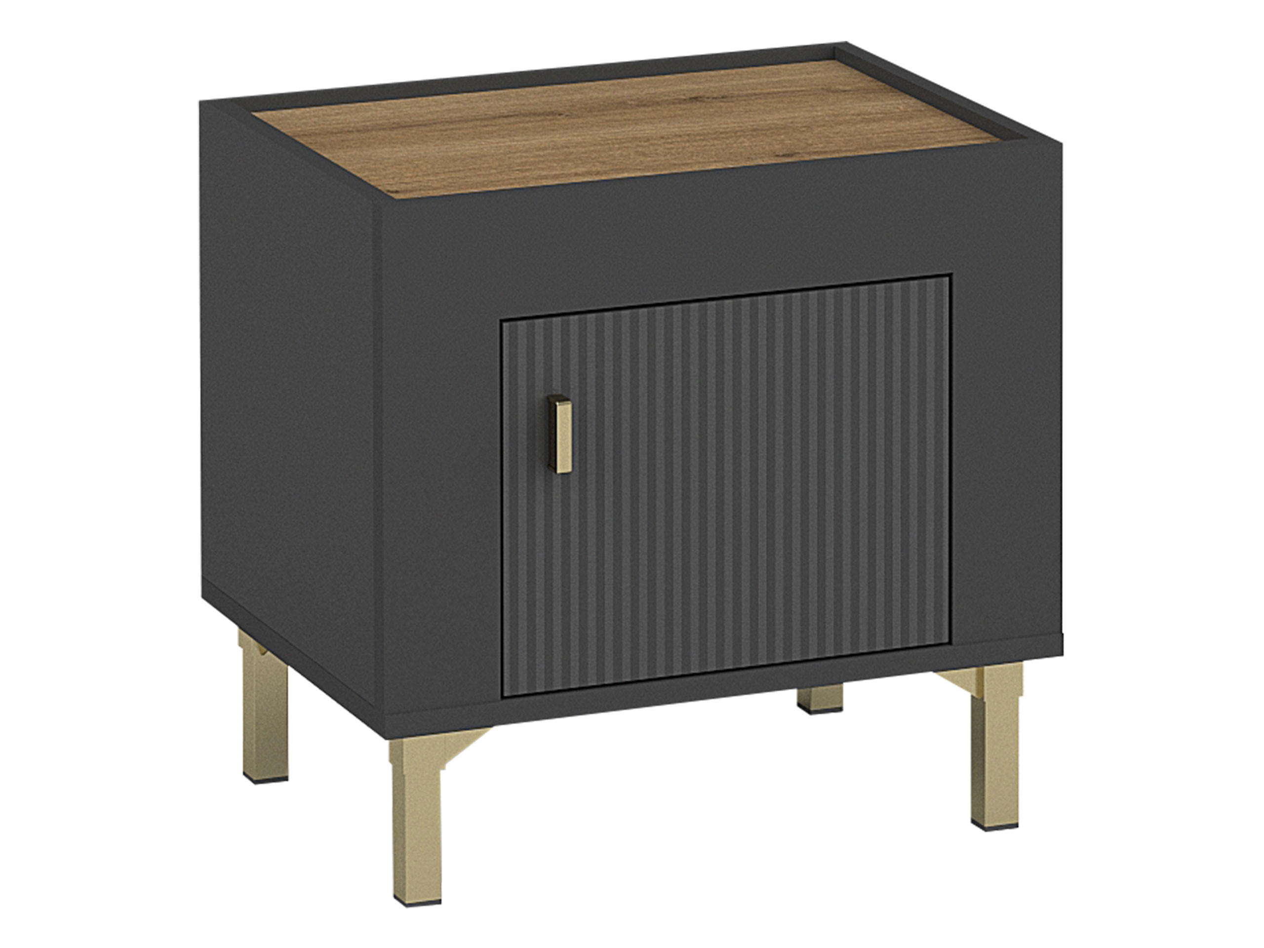 NACHTTISCH Mossa MO11 - Goldfarben/Schwarz, Holzwerkstoff/Kunststoff (48/45/36cm) - MIRJAN24