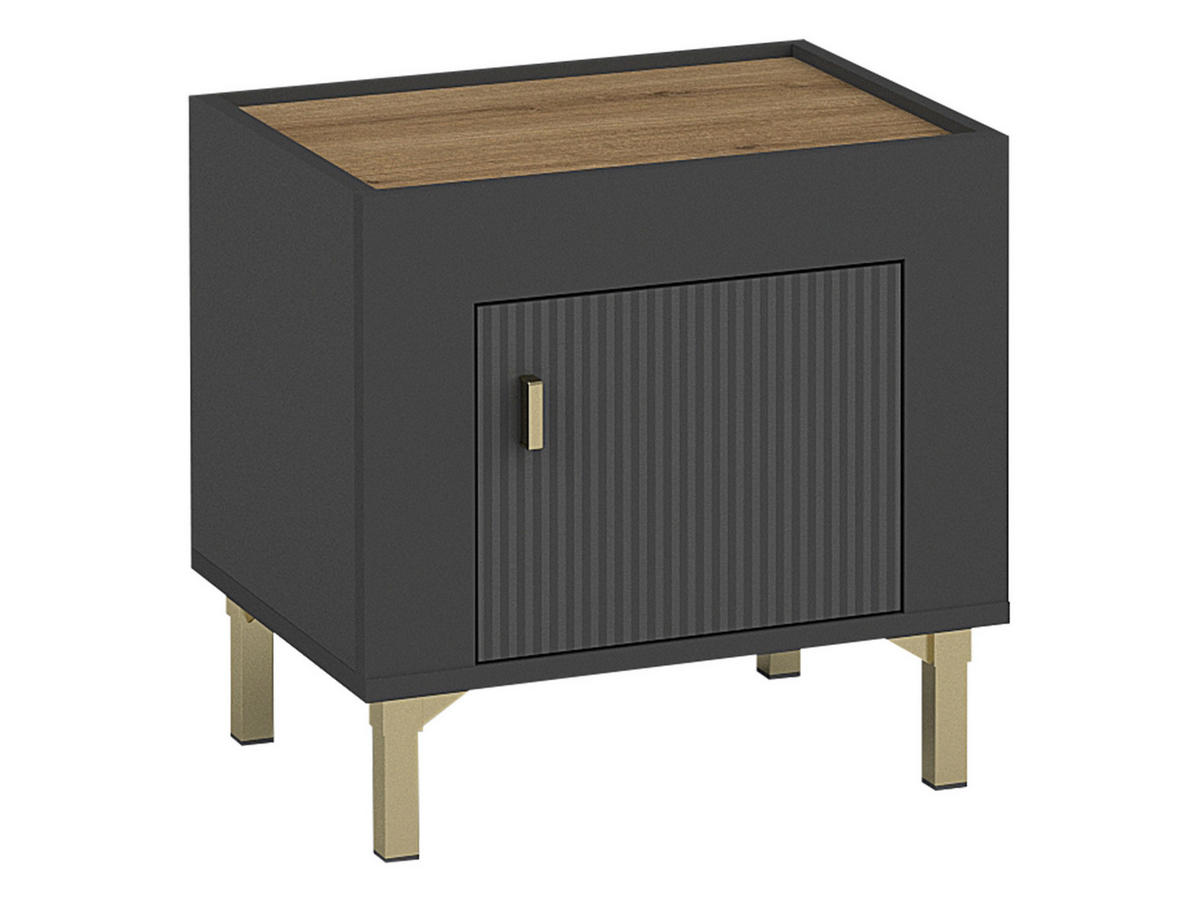NACHTTISCH Mossa MO11 - Goldfarben/Schwarz, Holzwerkstoff/Kunststoff (48/45/36cm) - MIRJAN24