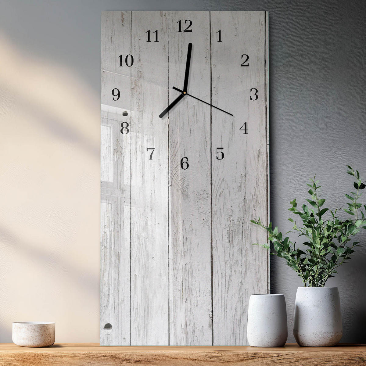WANDUHR 60x30 cm - Orangen - Weiß, Glas (30/60/0.4cm) - TULUP
