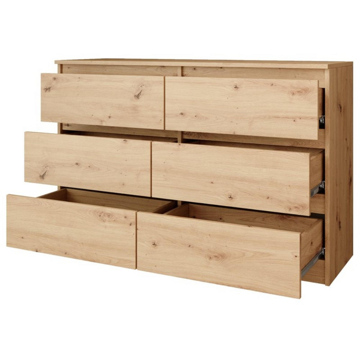 KOMMODE Look 100 cm mit sechs Schubladen, eiche Artisan - Eiche Artisan, Holzwerkstoff (100/71/33cm) - Beautysofa