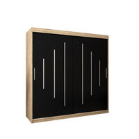 SCHWEBETÜRENSCHRANK 200/200/62 2-türig - Silberfarben/Schwarz, Holz/Kunststoff (200/200/62cm) - Abiks Möbel