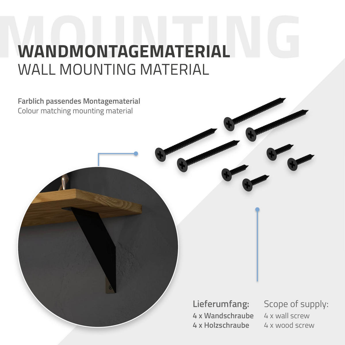 REGALHALTERUNG - Schwarz, Metall (20/3/20cm) - ML-DESIGN