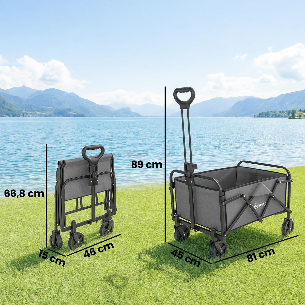 GARTENWAGEN DE-18775 all-terrain klappbar 66L Grau - Grau, Metall (45/89/81cm) - ComfortXL