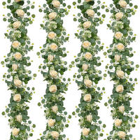 KÜNSTLICHE Blumengirlande 4-teiliges Set Champagner Eukalyptus 180 cm - Multicolor, Kunststoff (10cm)