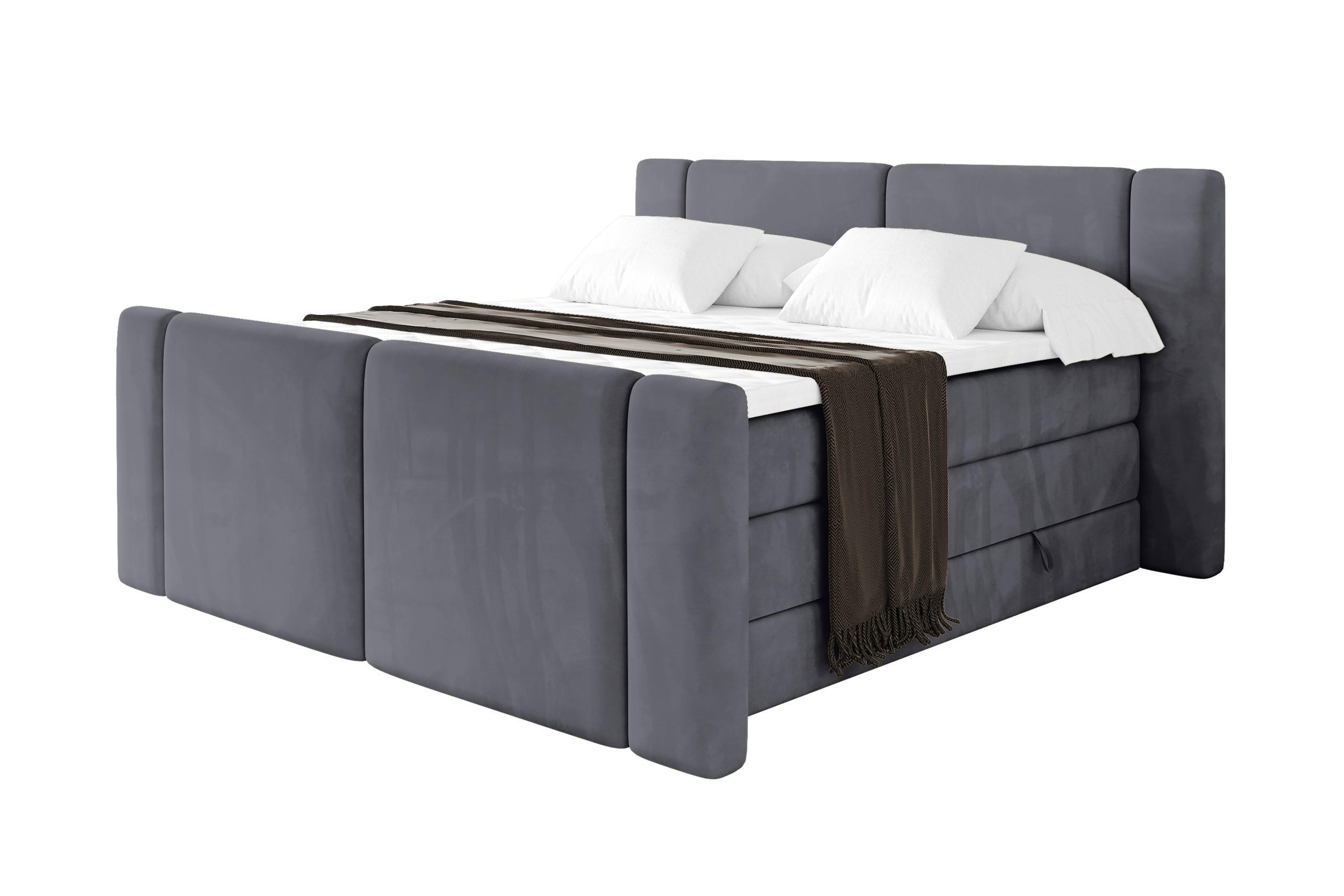 BOXSPRINGBETT mit Matratze H3/H4 - EVON KING Zanozek - 140x200 cm Dunkelgrau - Dunkelgrau, Holzwerkstoff (140/200cm) - ALTDECOR
