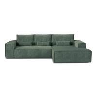 ECKSOFA rechtwinklig JUNE Geprägter Samt Smaragdgrün 320cm - Smaragdgrün/Grün, Textil (320/165cm) - Premium Interiors