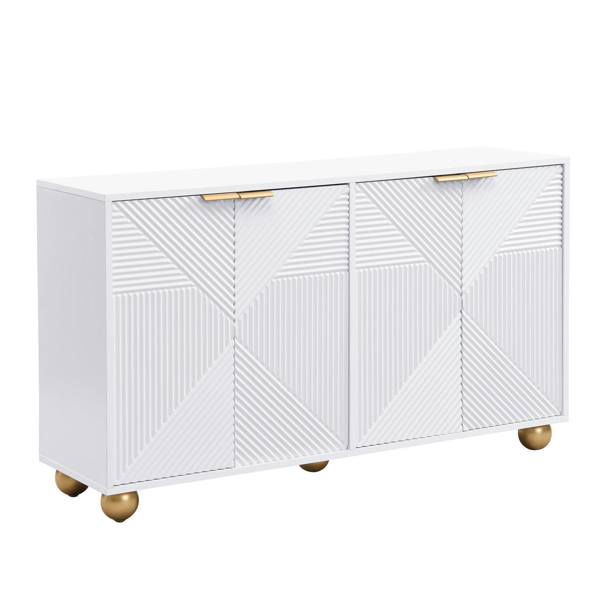SIDEBOARD mit 4 Türen ca. 120 x 35 x 71,5 cm MDF Weiß - Weiß, Holzwerkstoff (120/71.5/35cm) - Meubliv