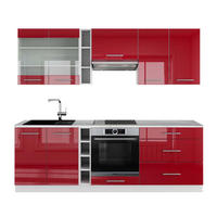 KÜCHENZEILE Fame-Line Bordeaux Hochglanz/Weiß 235 cm, AP Marmor - Bordeaux/Weiß, Holzwerkstoff (235/81.6/60cm) - Vicco
