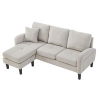 ECKSOFA DE-35325 mit Chaiselongue Beigegrau - Hellgrau, Metall (118/166cm) - ComfortXL