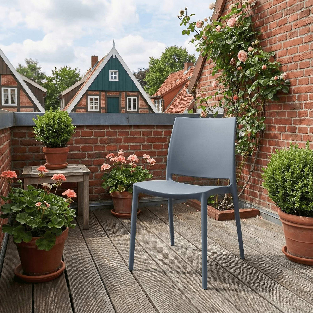 GARTENSTUHL Kunststoff Grau - Grau, Kunststoff (42/81/49cm) - CLP