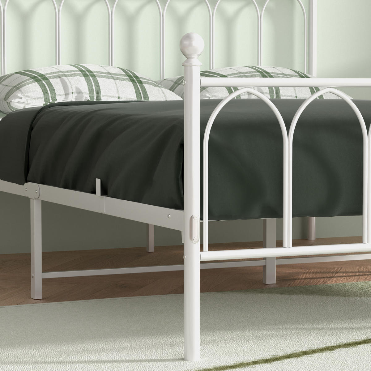 METALLBETT 140/200 mit Stauraum unter dem Bett, mit Lattenrost,Weiß - Weiß, Metall (140/200cm) - STILVORA