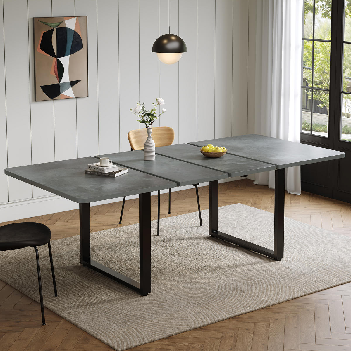 ESSTISCH Ausziehbar 3 Längen Grau Metallbeine 140-220x90cm - Grau, Holzwerkstoff (220/90/75cm) - FLIEKS