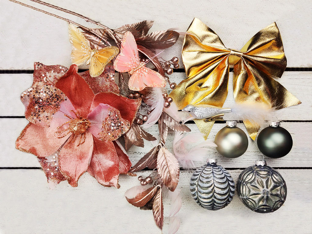 WEIHNACHTSBAUMSCHMUCK-SET NOBLESA 132-teilig, für Weihnachtsbäume 240–270 cm, inkl. Aufbewahrungsbox - Pink/Creme, Glas/Kunststoff (55/50/75cm) - LAALU