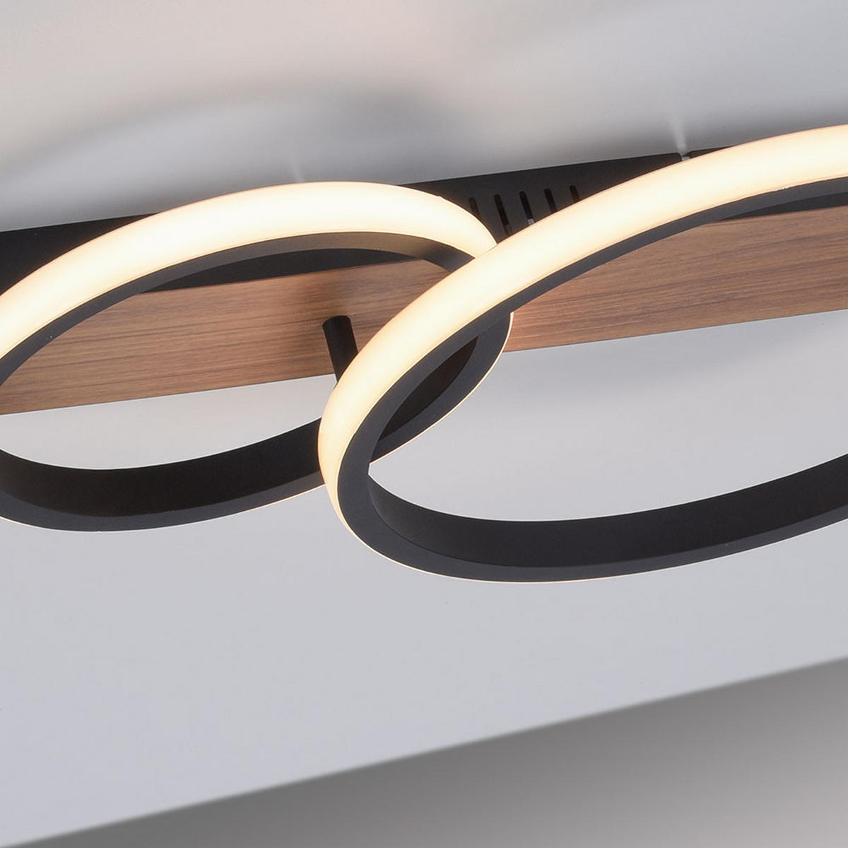 LED DECKENLEUCHTE Metall Schwarz Holzoptik - Schwarz, Kunststoff (53/30/8cm)