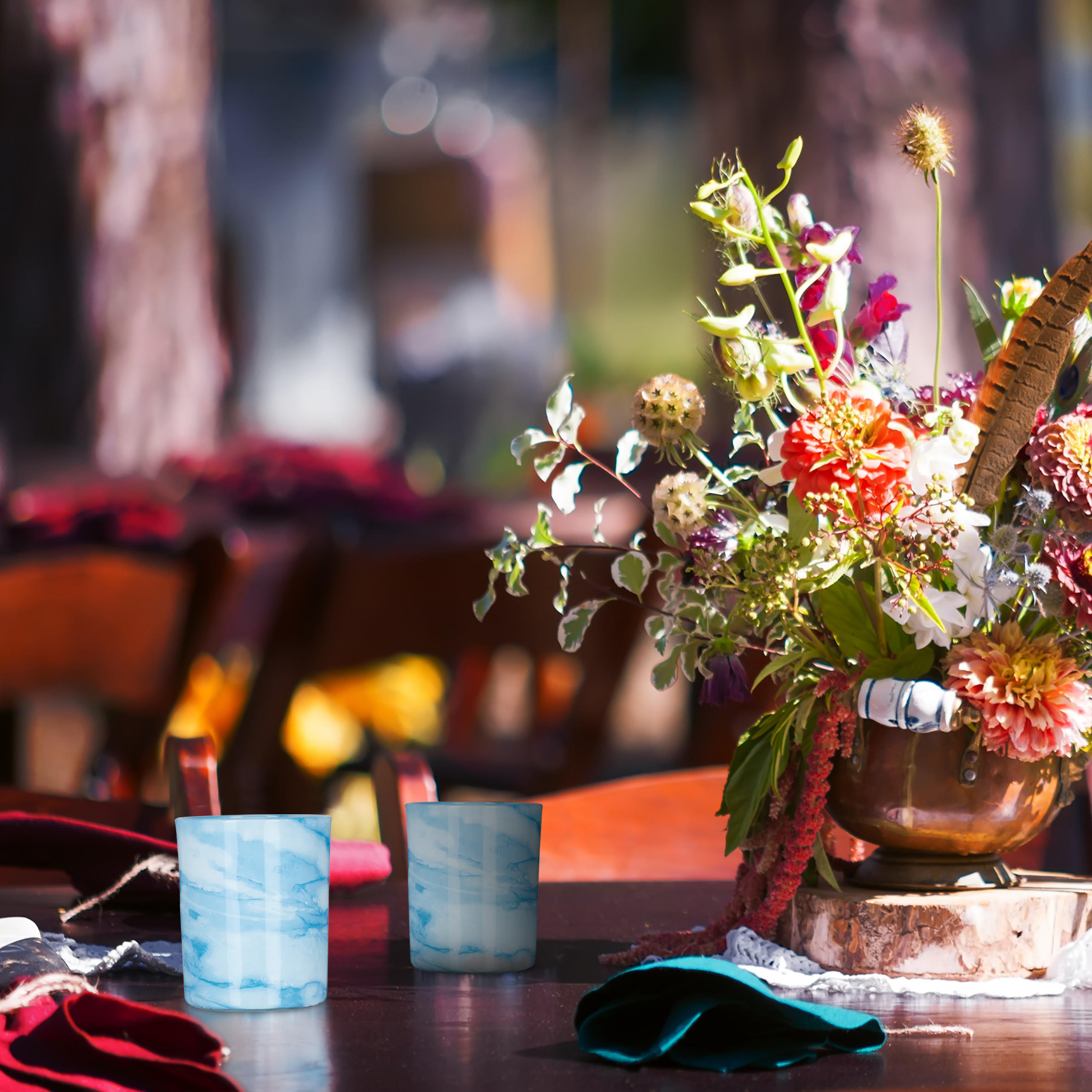12xTEELICHTGLÄSER - Blau, Glas (8.5cm) - Relaxdays
