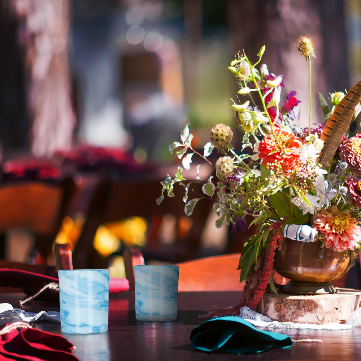 12xTEELICHTGLÄSER - Blau, Glas (8.5cm) - Relaxdays