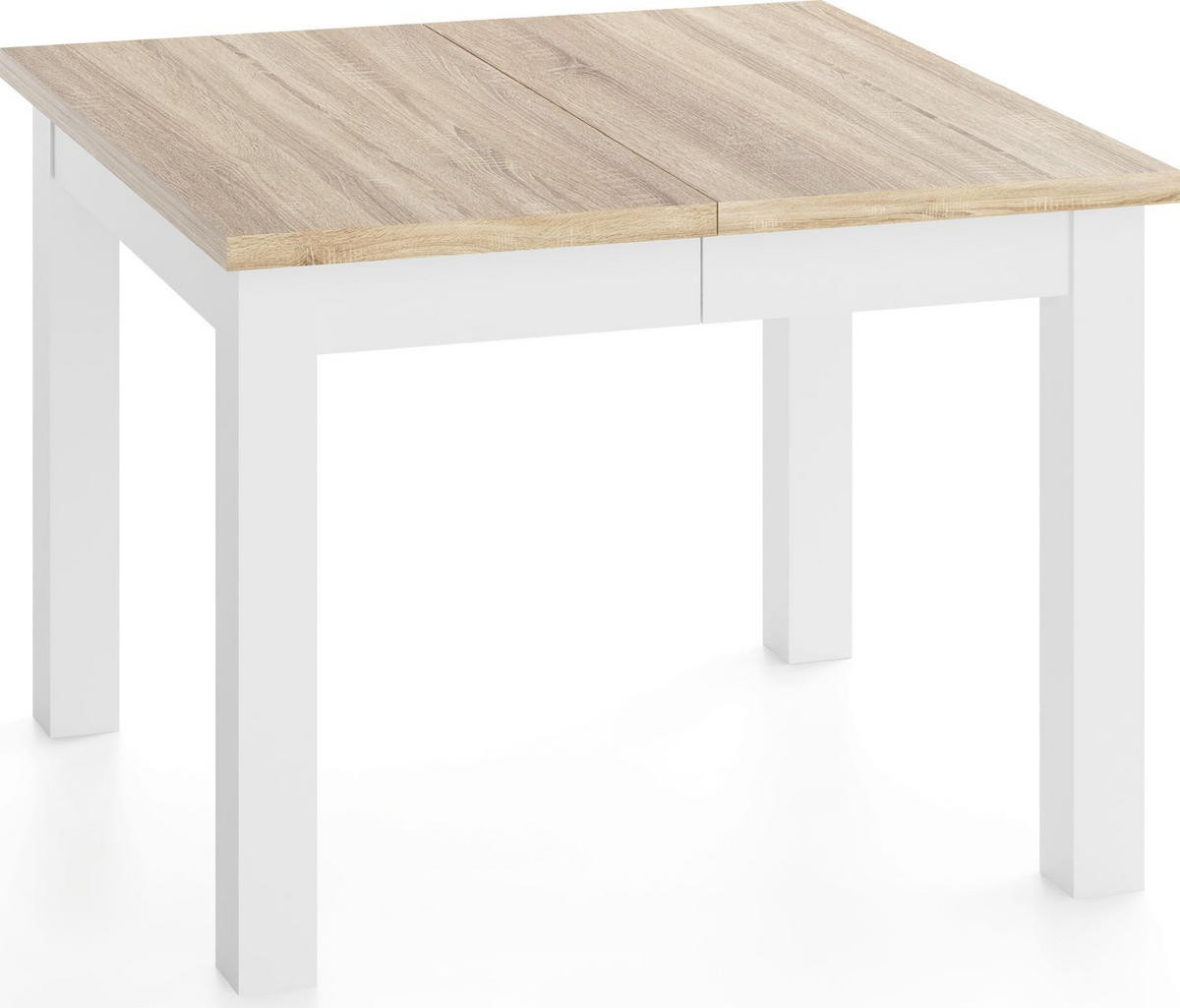 ESSTISCH Toren Weiß ausziehbar verlängerbar quadratisch, Eiche Sonoma Hellbraun 80-180/80/76.5 cm - Weiß/Sonoma Eiche, Holz/Holzwerkstoff (80/80/77cm) - WFL GROUP