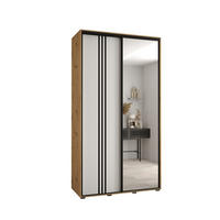 SCHWEBETÜRENSCHRANK 235,2/140/45 2-türig - Schwarz/Weiß, Holz/Metall (140/235/45cm) - Abiks Möbel