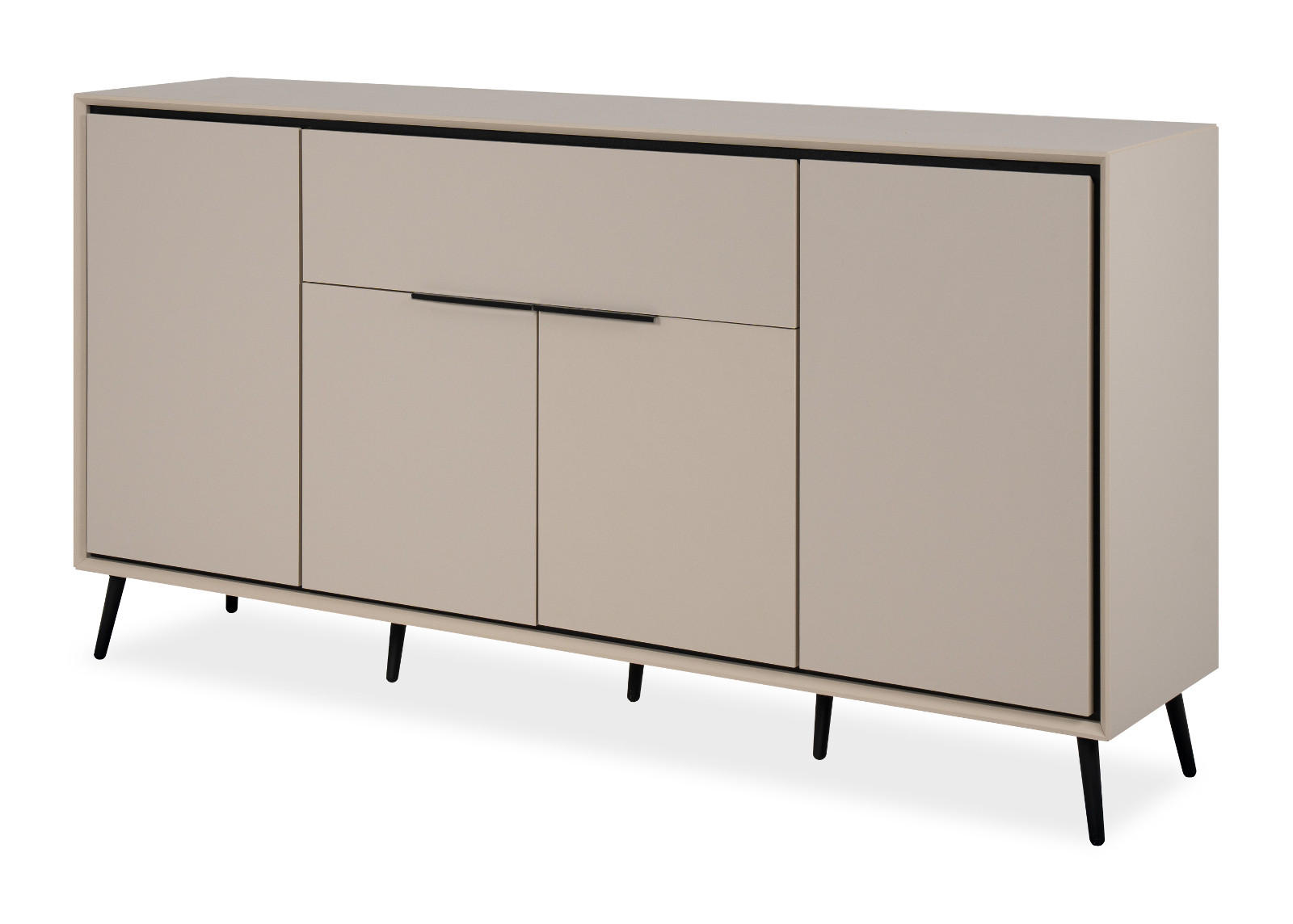 SIDEBOARD sand, schwarz 175 cm, Kommode mit Soft-Close-Funktion - Sandfarben/Schwarz, Holzwerkstoff/Kunststoff (175/90/38cm) - Furn.Design