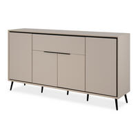 SIDEBOARD sand, schwarz 175 cm, Kommode mit Soft-Close-Funktion - Sandfarben/Schwarz, Holzwerkstoff/Kunststoff (175/90/38cm) - Furn.Design