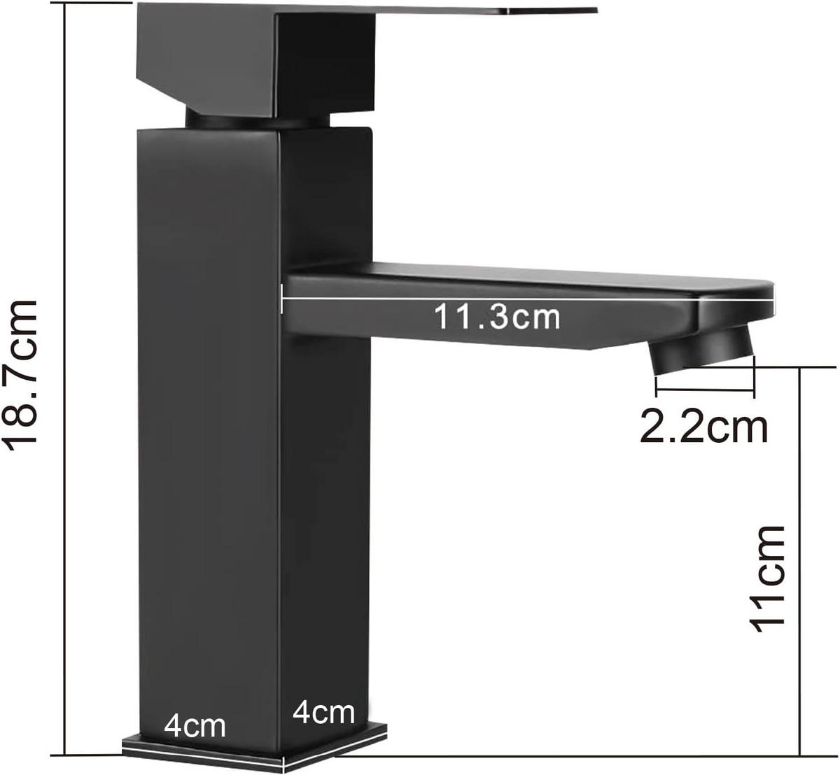 WASCHTISCHARMATUR Nixarn 4.9/17.3/16.2 cm - Schwarz, Metall (4.9/17.3/16.2cm) - ZMH