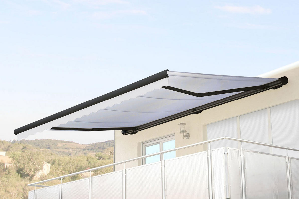 KASSETTEN-MARKISE MIT VOLANT Cremeweiß, Anthrazit - Anthrazit/Weiß, Textil (450/23/300cm) - MCW