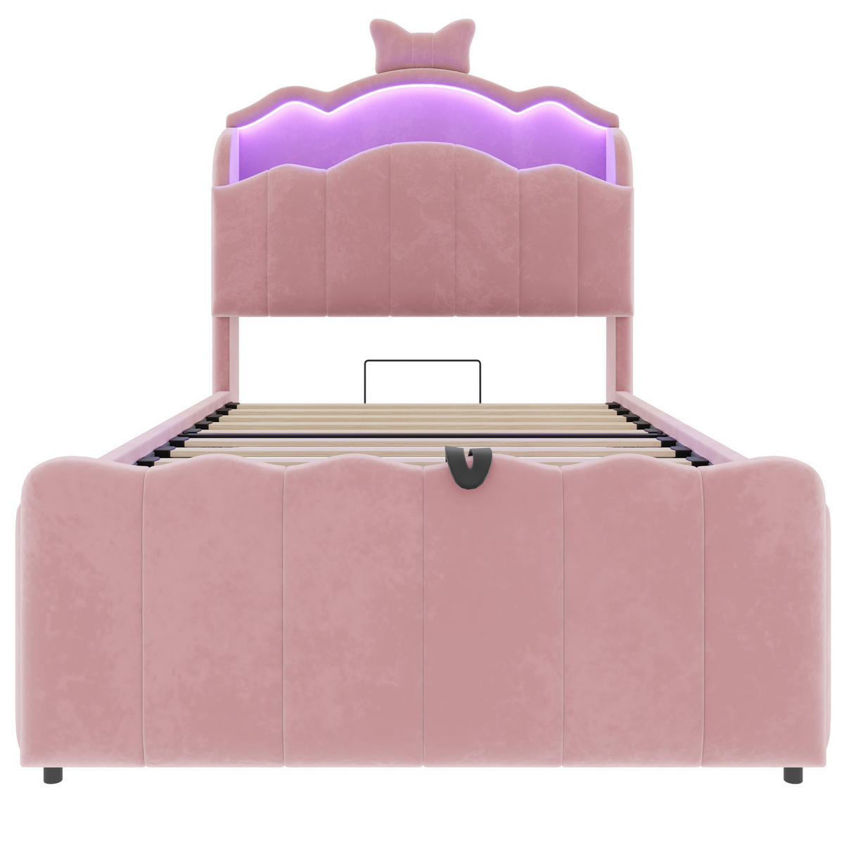KINDERBETT 90x200cm Polsterbett Hydraulik Stauraum Rosa - Pink, Metall (90/200cm) - FLIEKS