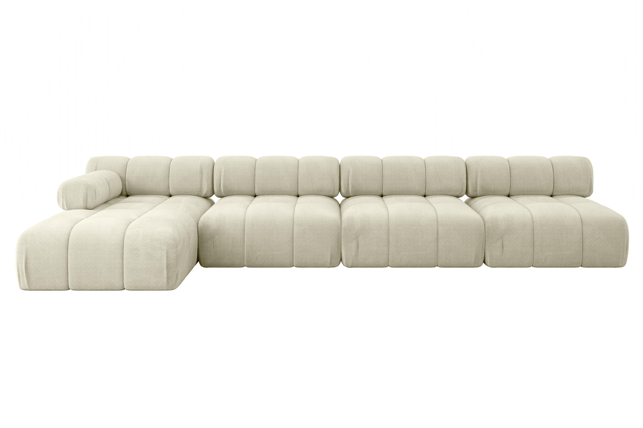 ECKSOFA modulares Sofa Razon-L3 - 380x160x70 cm Beige Velours - Beige, Holzwerkstoff/Textil (380/160cm) - ALTDECOR