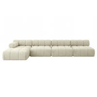 ECKSOFA modulares Sofa Razon-L3 - 380x160x70 cm Beige Velours - Beige, Holzwerkstoff/Textil (380/160cm) - ALTDECOR