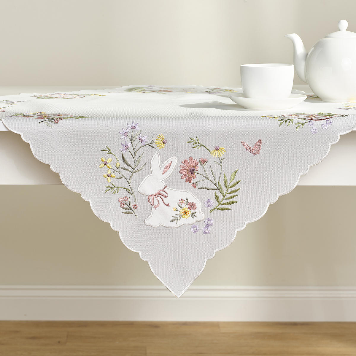 TISCHDECKE Lapique - Weiß, Textil (80/80/1cm) - home&you