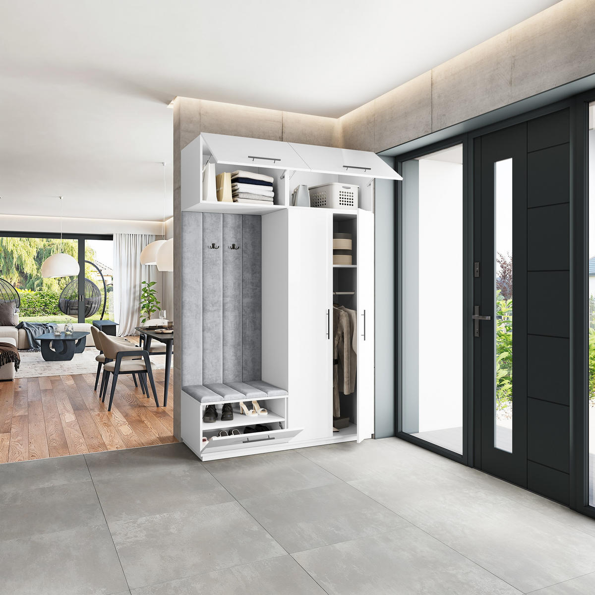 GARDEROBENSCHRANK REMA 150/240/60 cm Modern Weiß - Weiß, Holzwerkstoff (150/240/60cm) - MASSENO