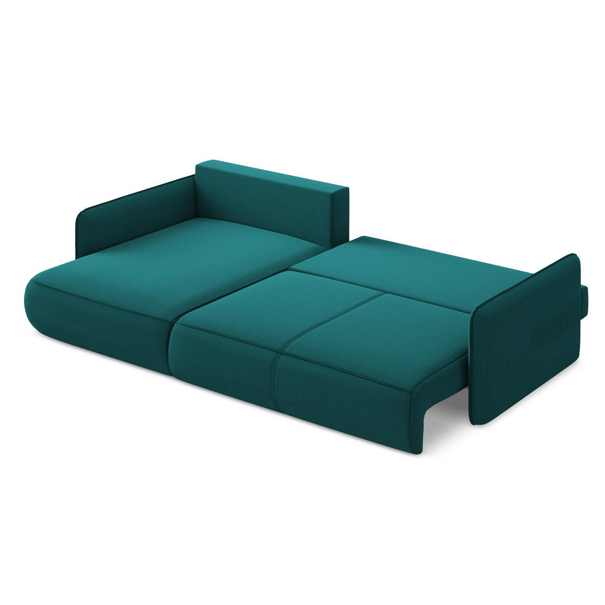ECKSOFA mit Schlaffunktion Samt Stoff Blau - Blau/Petrol, Kunststoff/Textil (148/240cm) - Makamii