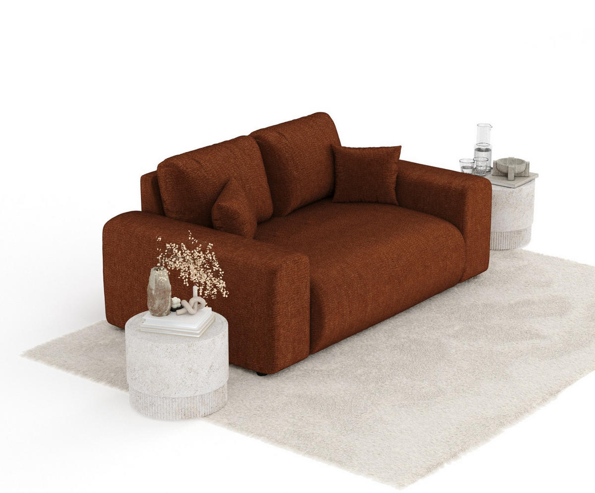 2-SITZER-SOFA Zanzibar Dunkelorange Chenille - Dunkelorange/Schwarz, Holz/Holzwerkstoff (178/79/108cm) - Maison de Reve