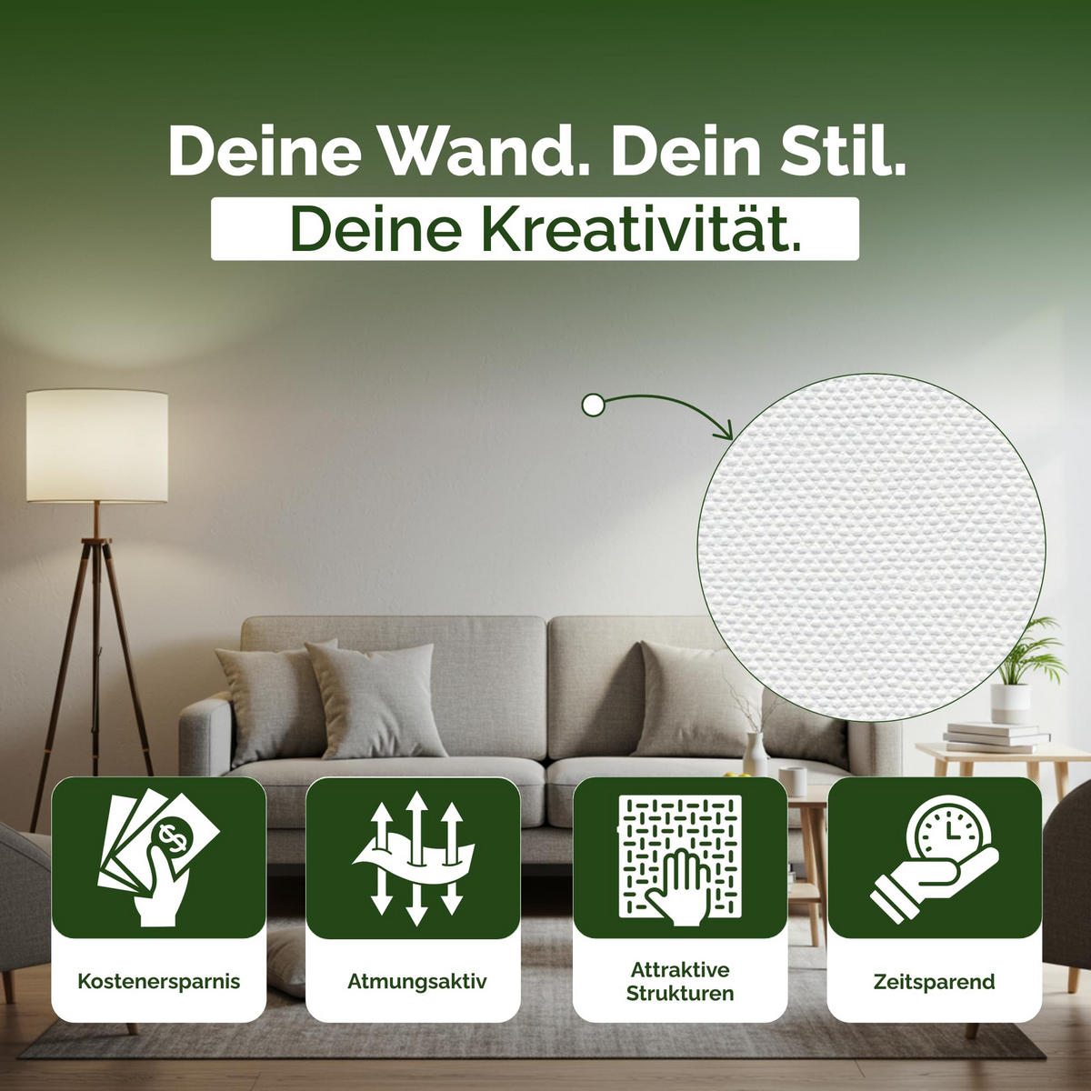 VLIESTAPETE Creative Feine Gewebestruktur 10,05 m x 0,53 m - Weiß, Papier (53/10cm)