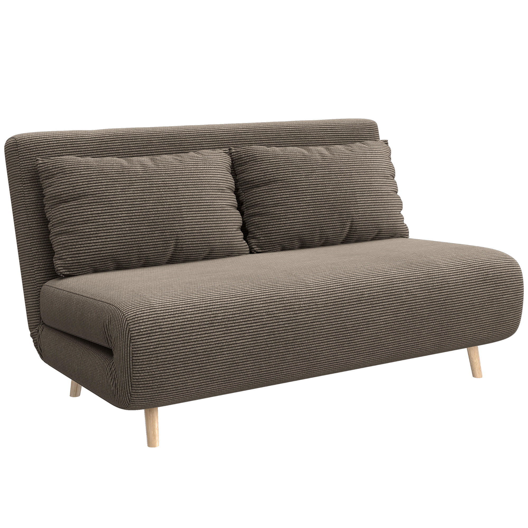 SCHLAFSOFA, Klappsofa mit Bettfunktion, Rückenkissen, Polstersofa, Dunkelbraun - Buchefarben/Braun, Buchenholz/Textil (90/81/141cm) - HOMCOM