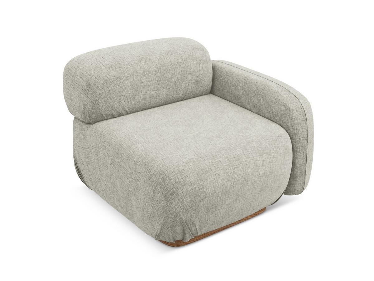 SOFAELEMENT Rechts Chenille Stoff Grau - Silberfarben/Braun, Holz/Textil (95/73/95cm) - Makamii