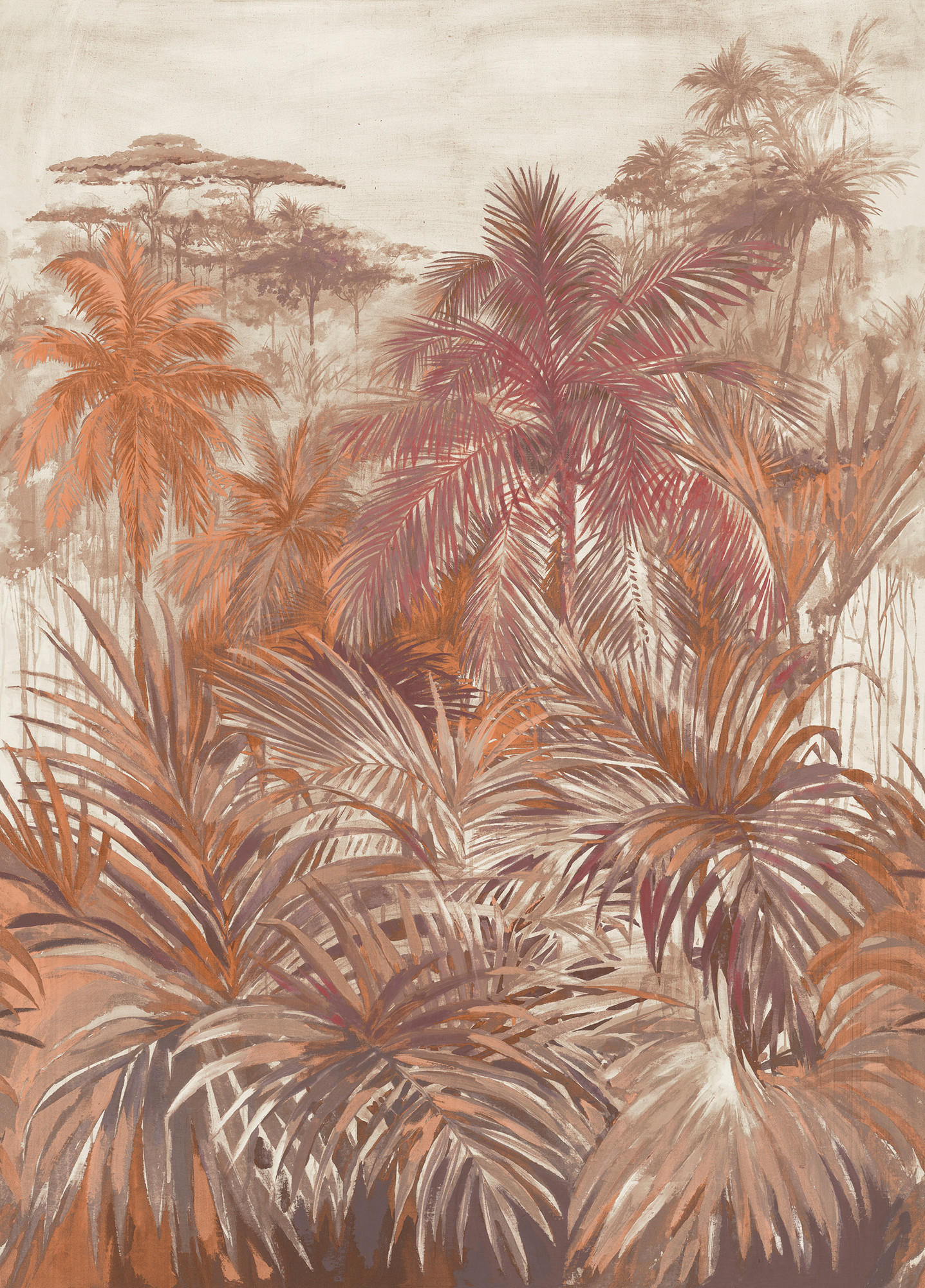 FOTOTAPETE Dschungelmuster 212 x 295 cm - Terracotta, Papier (212/295cm) - Sanders & Sanders