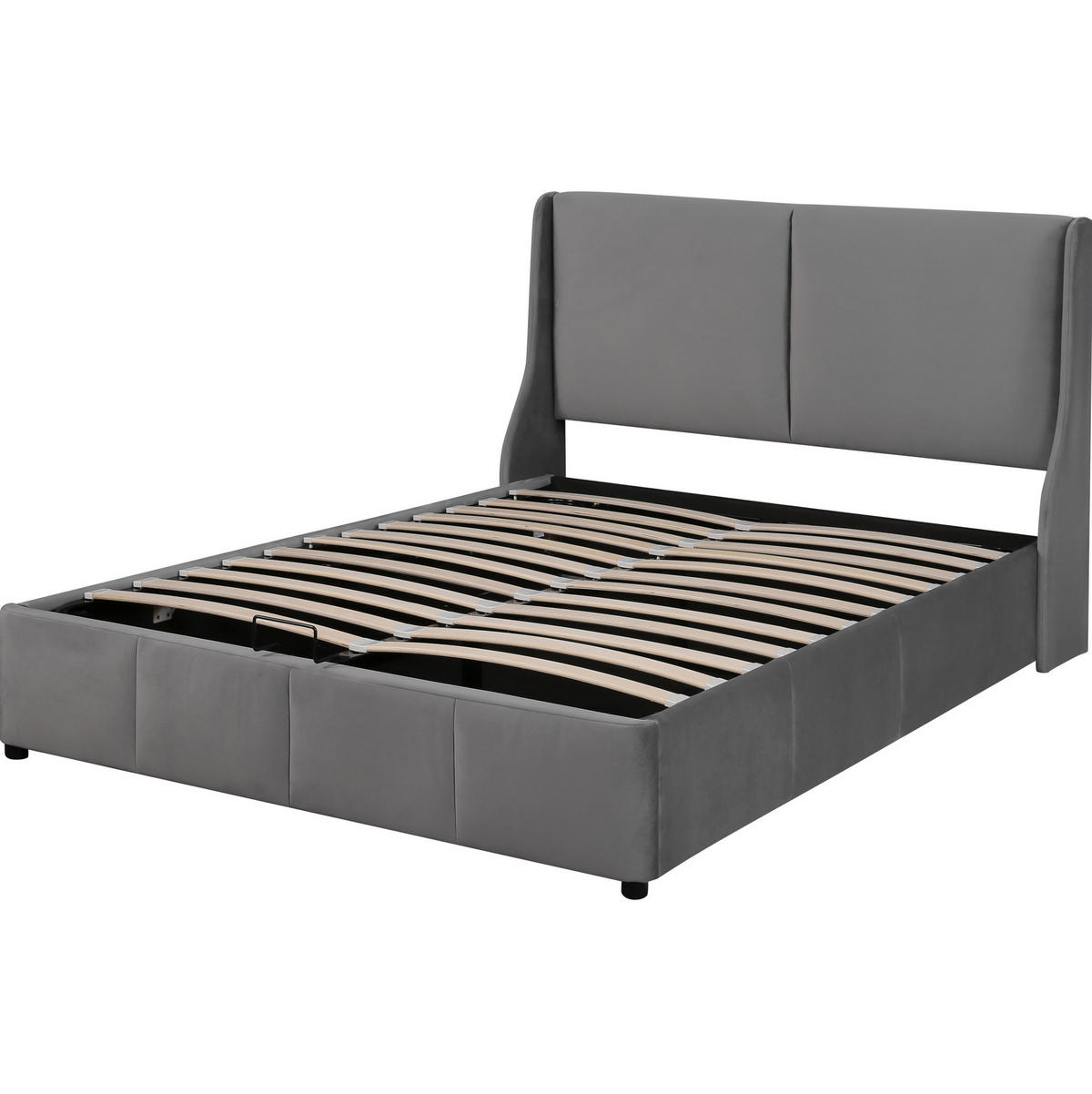 BETT mit Stauraum 140x200 cm Samt Gray - Grau, Metall (140/200cm) - Meubliv