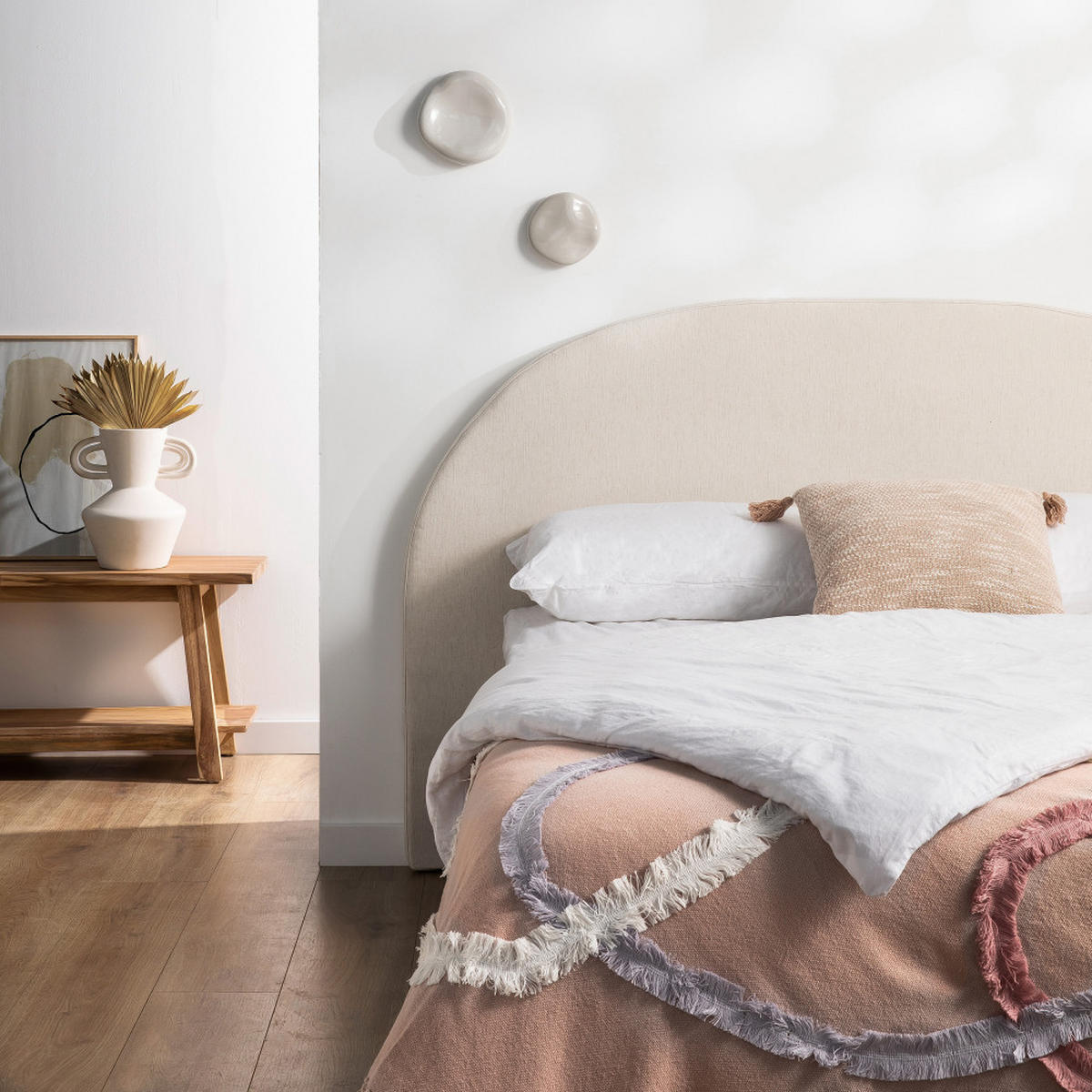 HALBMOND-KOPFTEIL aus Baumwolle und Leinen, L170cm - Noussa - Natürlich - Naturfarben, Textil (170/105/9cm) - Drawer