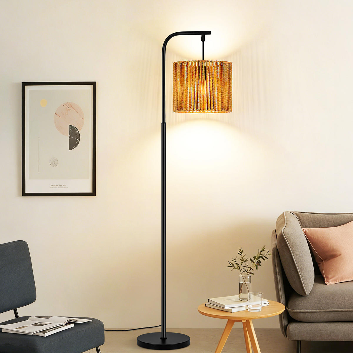 STEHLAMPE Aether 24/25/164 cm - Schwarz, Metall (24/25/164cm) - ZMH
