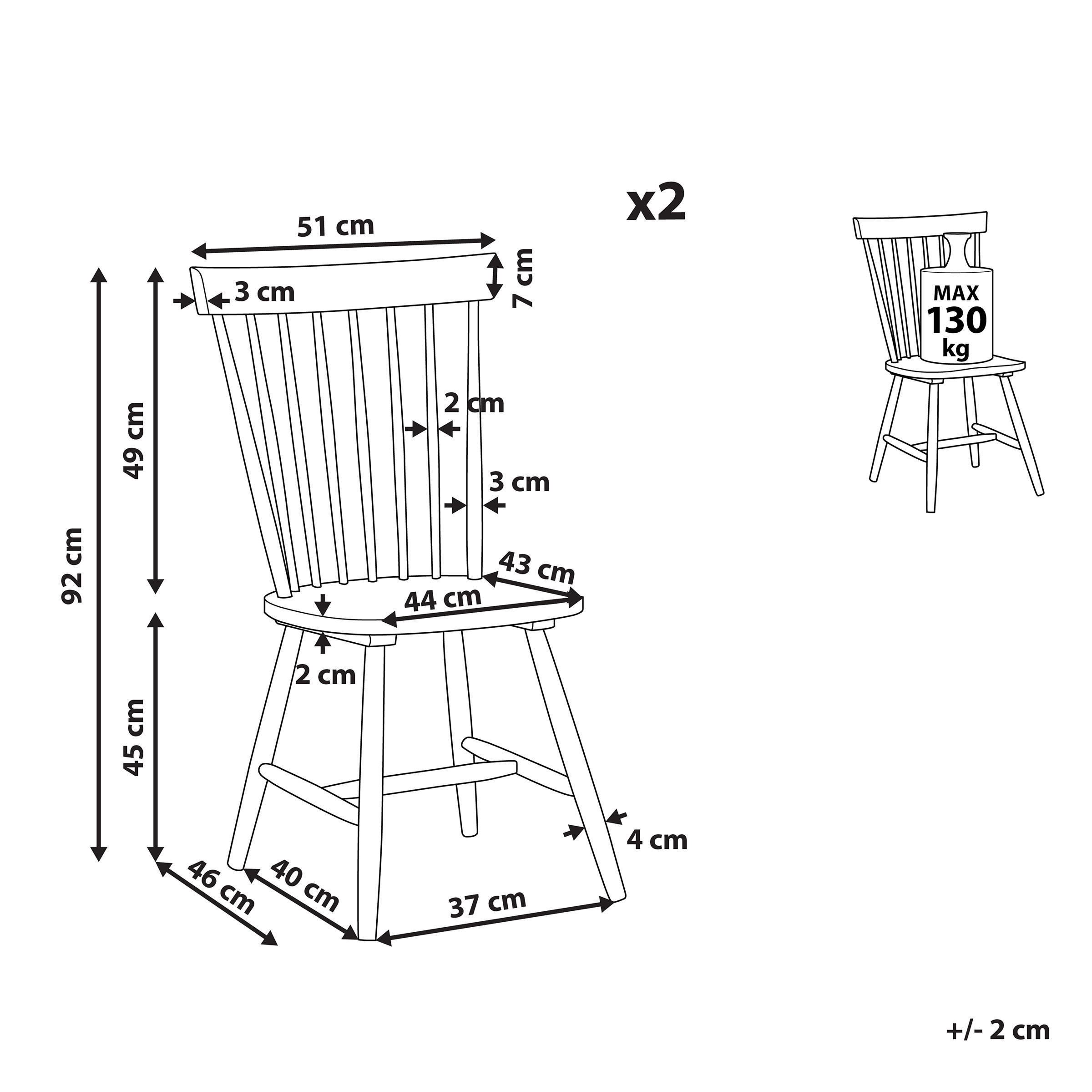 Thumbnail - Beliani Esszimmerstuhl, Weiß, Holz, 1-Sitzer, 51x92x46 cm, Esszimmer, Stühle, Esszimmerstühle, Vierfußstühle