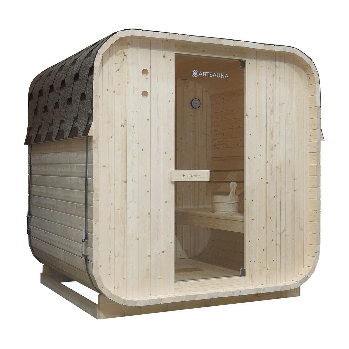 FASSSAUNA Nolvik L inkl. Zubehör-Set - Naturfarben, Holz (185/194/180cm) - Artsauna