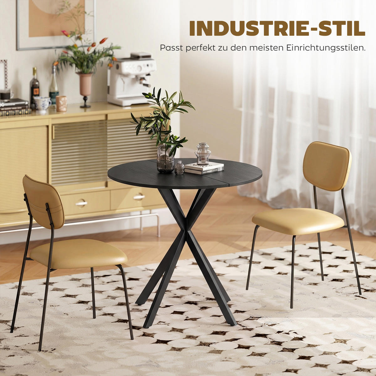 ESSTISCH Schwarz 80.0/80.0/75.0 - Schwarz, Holzwerkstoff (80/80/75cm)