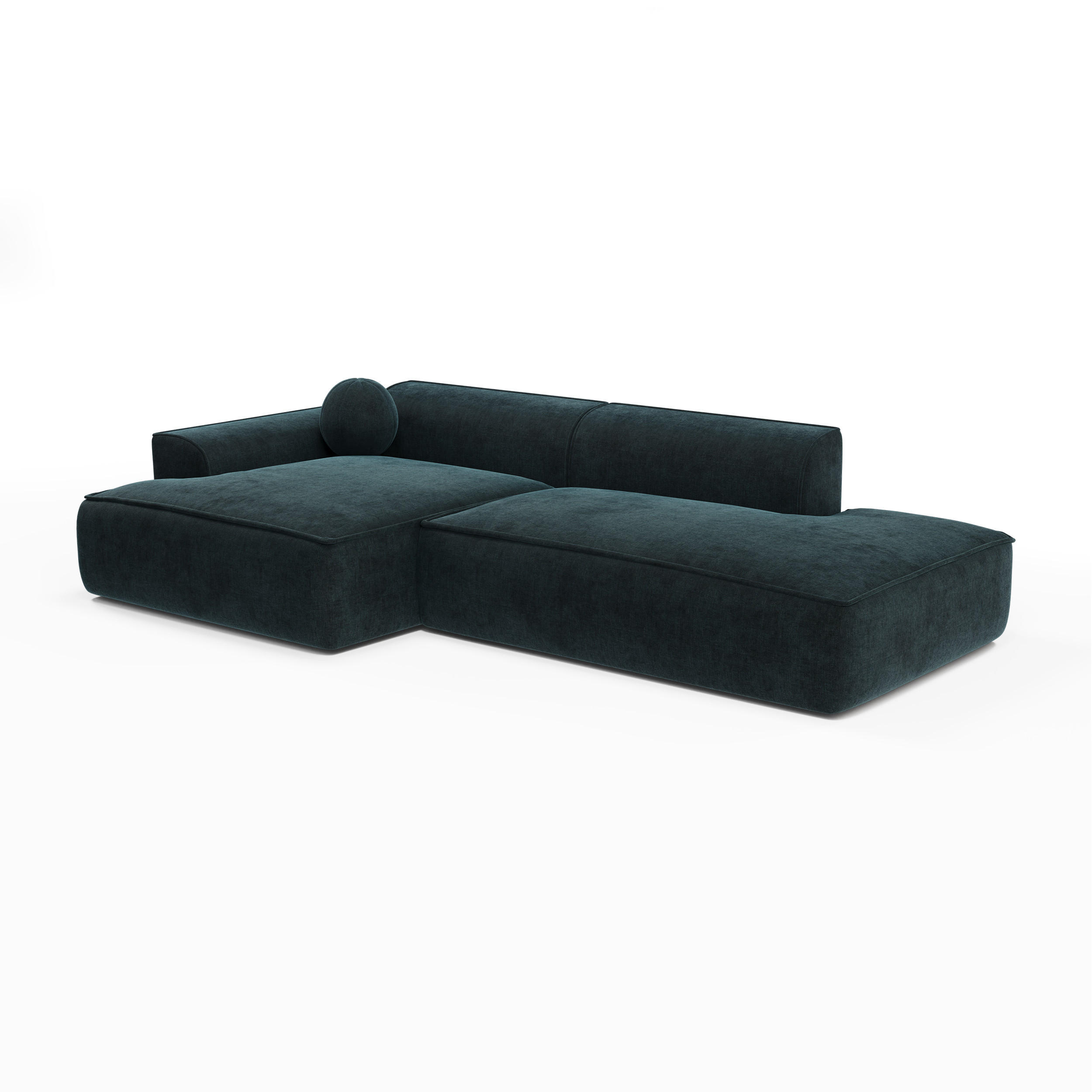 ECKSOFA LINKS Samt Pfauenblau 300cm - Blau/Hellblau, Textil (155/300cm) - Sia Home