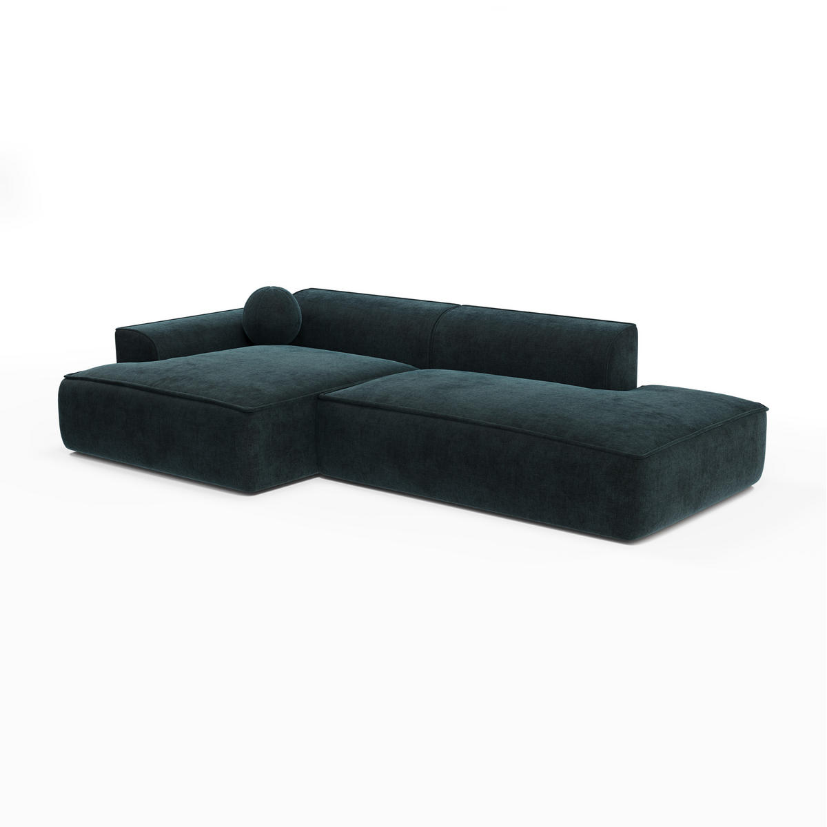 ECKSOFA LINKS Samt Pfauenblau 300cm - Blau/Hellblau, Textil (155/300cm) - Sia Home